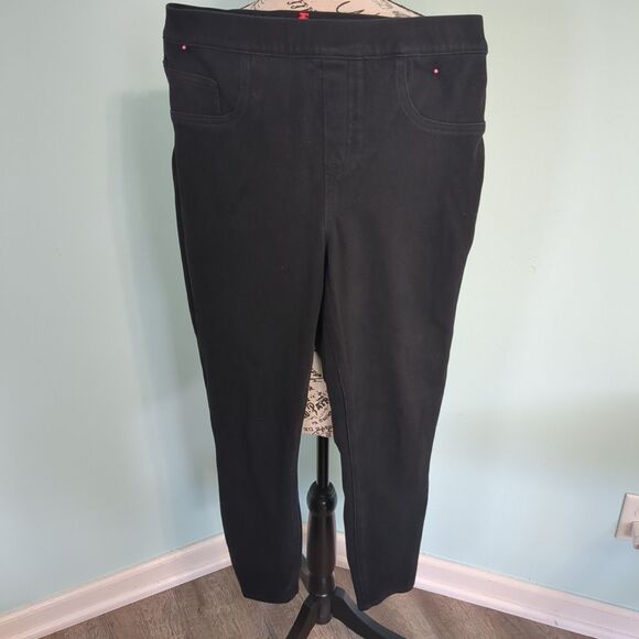 Spanx Jean-Ish Ankle Leggings medium Skinny High Rise Stretch Denim Shaping blac - Picture 1 of 6